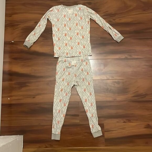 Toddler Pajama Set Bear & Tree Pattern Long Sleeve Cotton Unisex Sleepwear - Picture 5 of 9